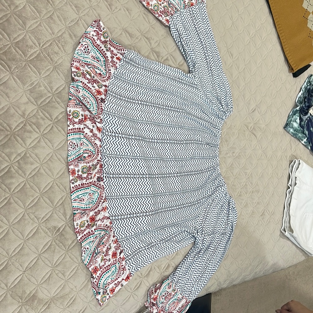 Boho off the shoulder multi colored top